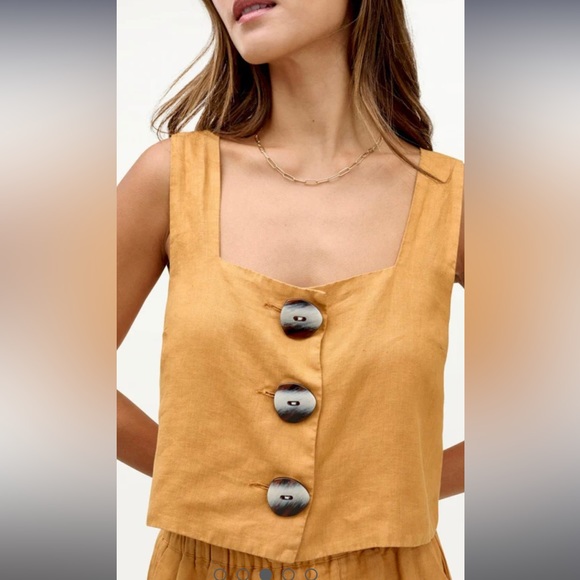 NWT Mary Lawless Lee X Splendid Cross Back Linen Tank - Picture 3 of 7